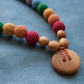 Double Earthy Rainbow Necklace, Oak Wood Kangaroocare