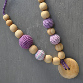 Collier portage et allaitement Kangaroocare avec Perles Lilas Série Limitée