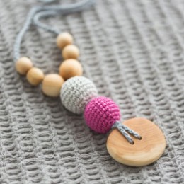 Collier portage et allaitement gris fuchsia + Kangaroocare