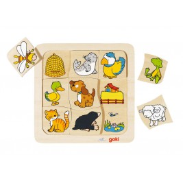 Puzzle en bois, Qui vit où? par Goki