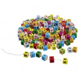 Goki Cubes of letters colorful wooden threading