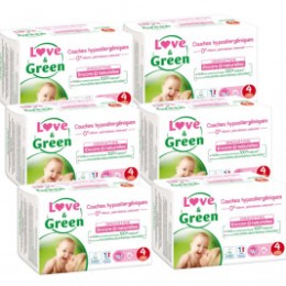 Love and Green Pack 6x46 disposable Diapers size 4 (7 to 14 kg)
