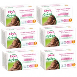 Love and Green Pack 6x52 Couches jetables taille 3 (4 à 9 kg)
