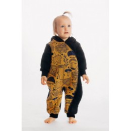 Lennylamb Bear Romper Black - Under the Leaves Golden Autumn