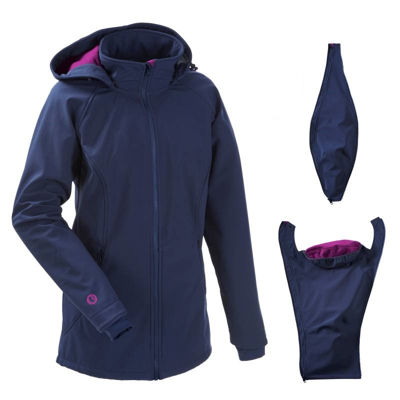 navy and pink jacket