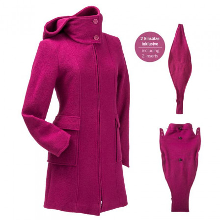 Manteau de grossesse et portage Mamalila en laine Fuchsia ...