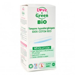 Love & Green BIO Tampons avec applicateur « Super » Hypoallergéniques X 14