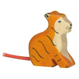 Tigreau assis en bois Holztiger