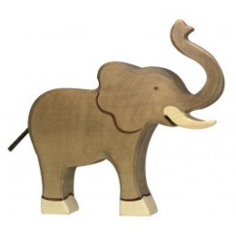 Eléphant trompe haute en bois Holztiger