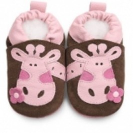 chaussons cuir rose et chocolat